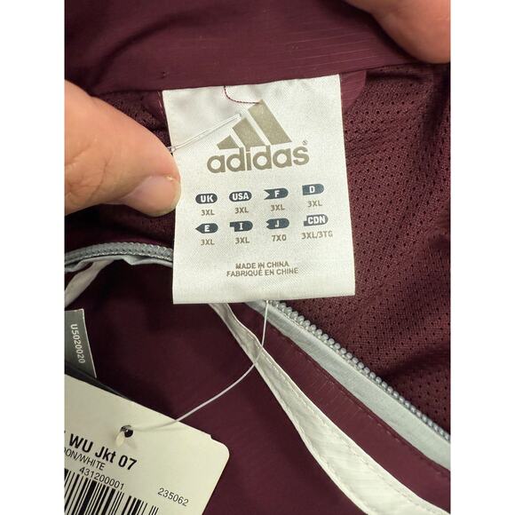 Adidas Big & Tall Jacket sz 3XL Windbreaker Maroon NWT # H231 - Picture 8 of 11